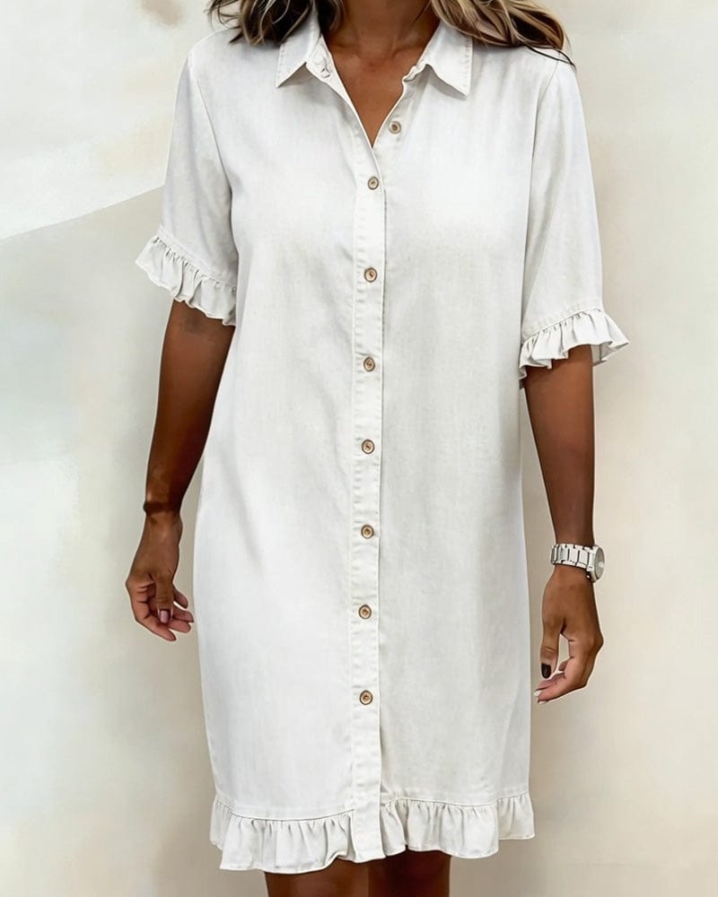 Belinda| Comfortable denim dress with flattering ruching