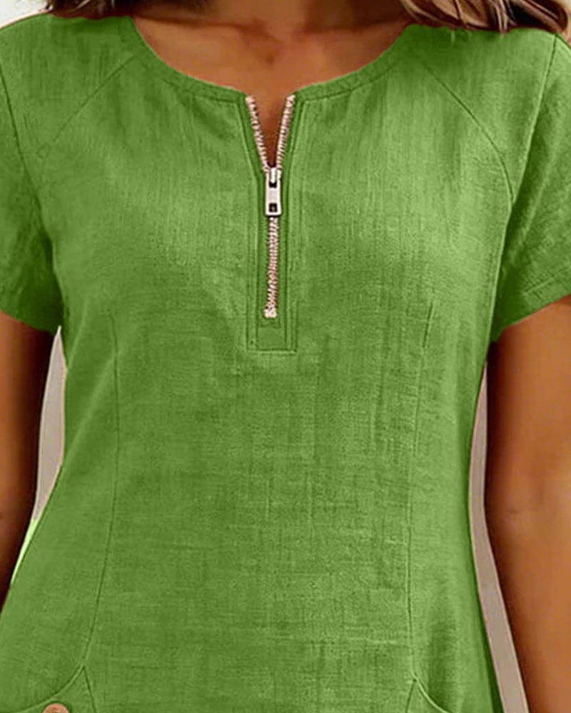 Julia - Cotton Dress with Zip Closure