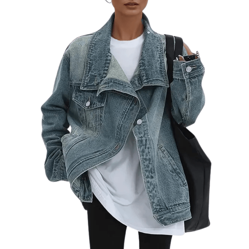 SKYE™ – Vintage Washed High Neck Asymmetric Jacket