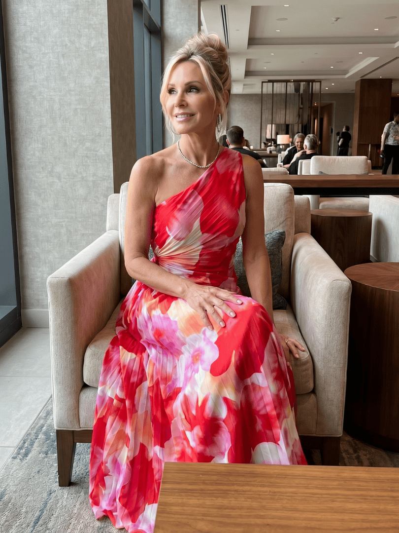 Taya | One Shoulder Pleated Bodice Midi Dress