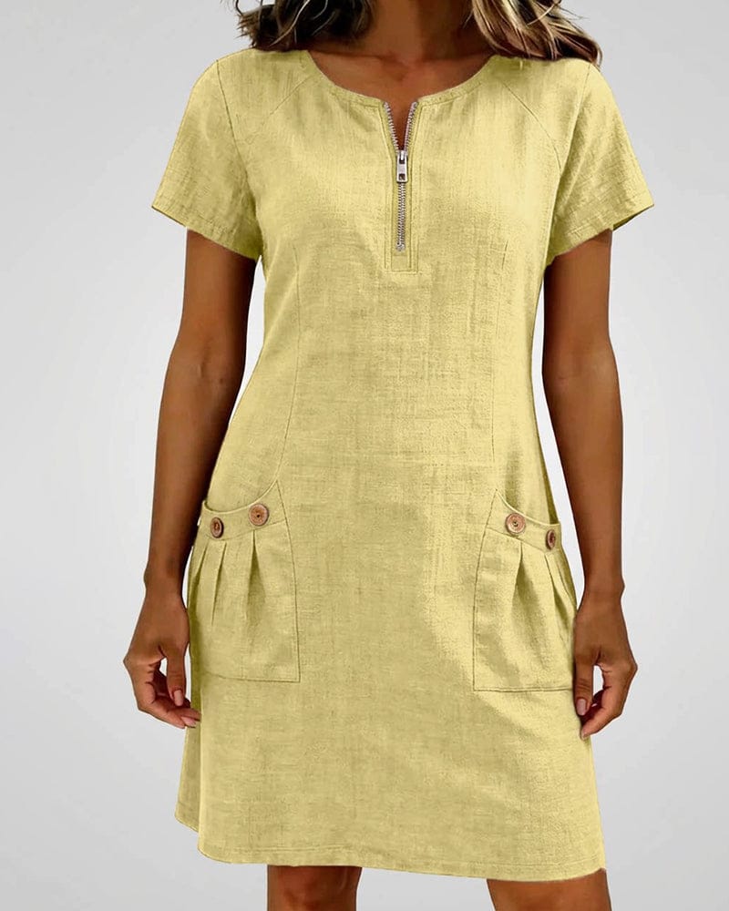 Julia - Cotton Dress with Zip Closure