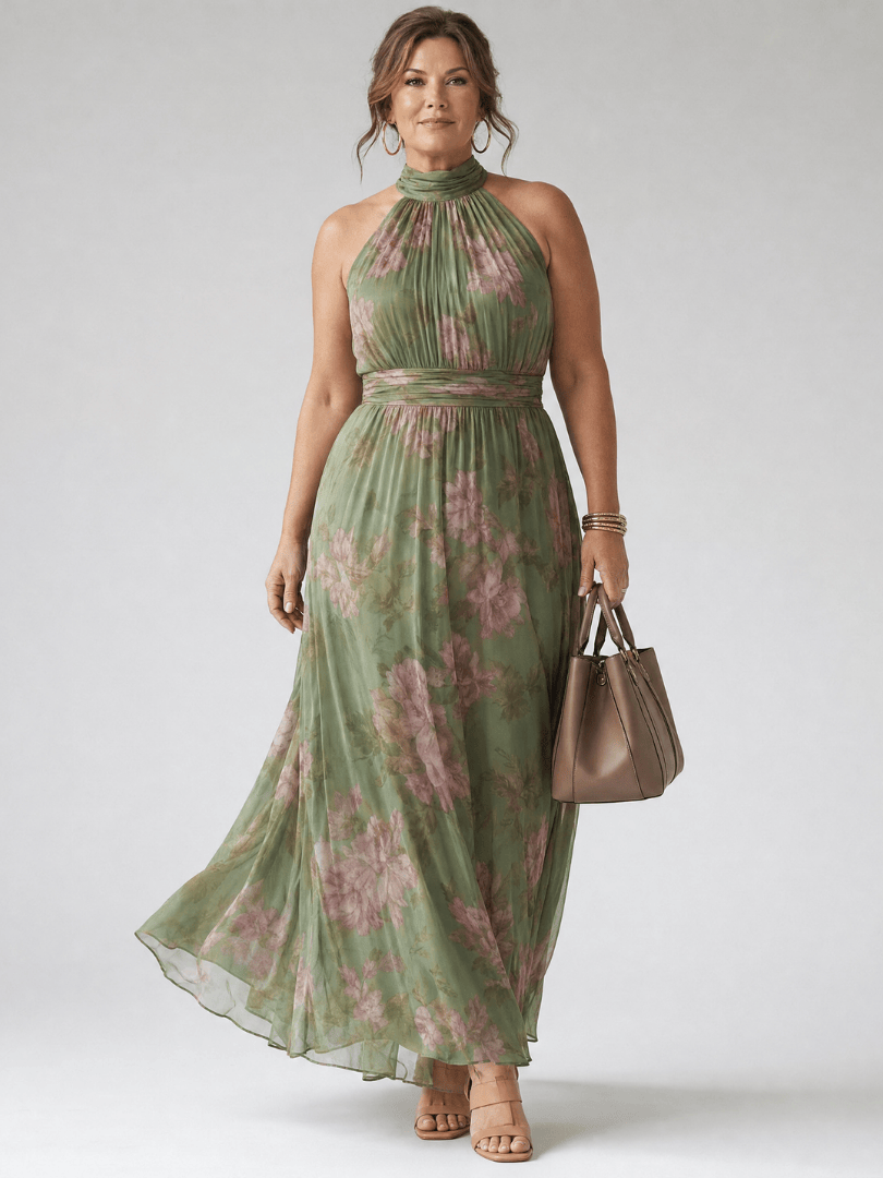 Mirelle | Gathered Halter Midi Dress