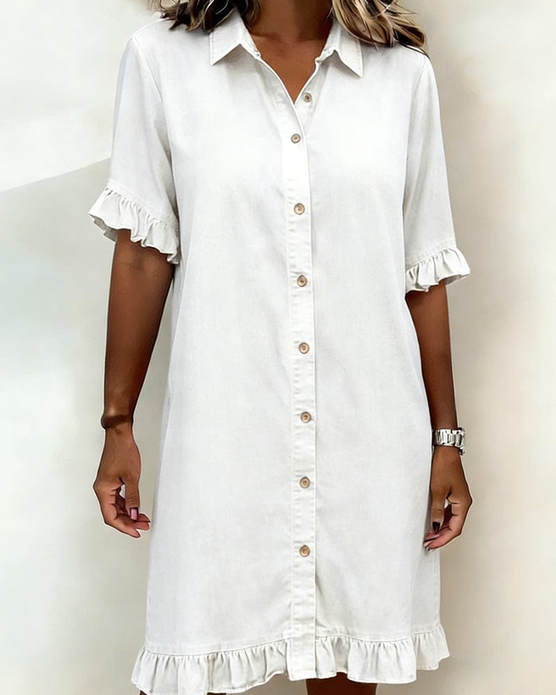 Belinda| Comfortable denim dress with flattering ruching