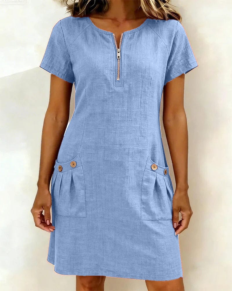 Julia - Cotton Dress with Zip Closure