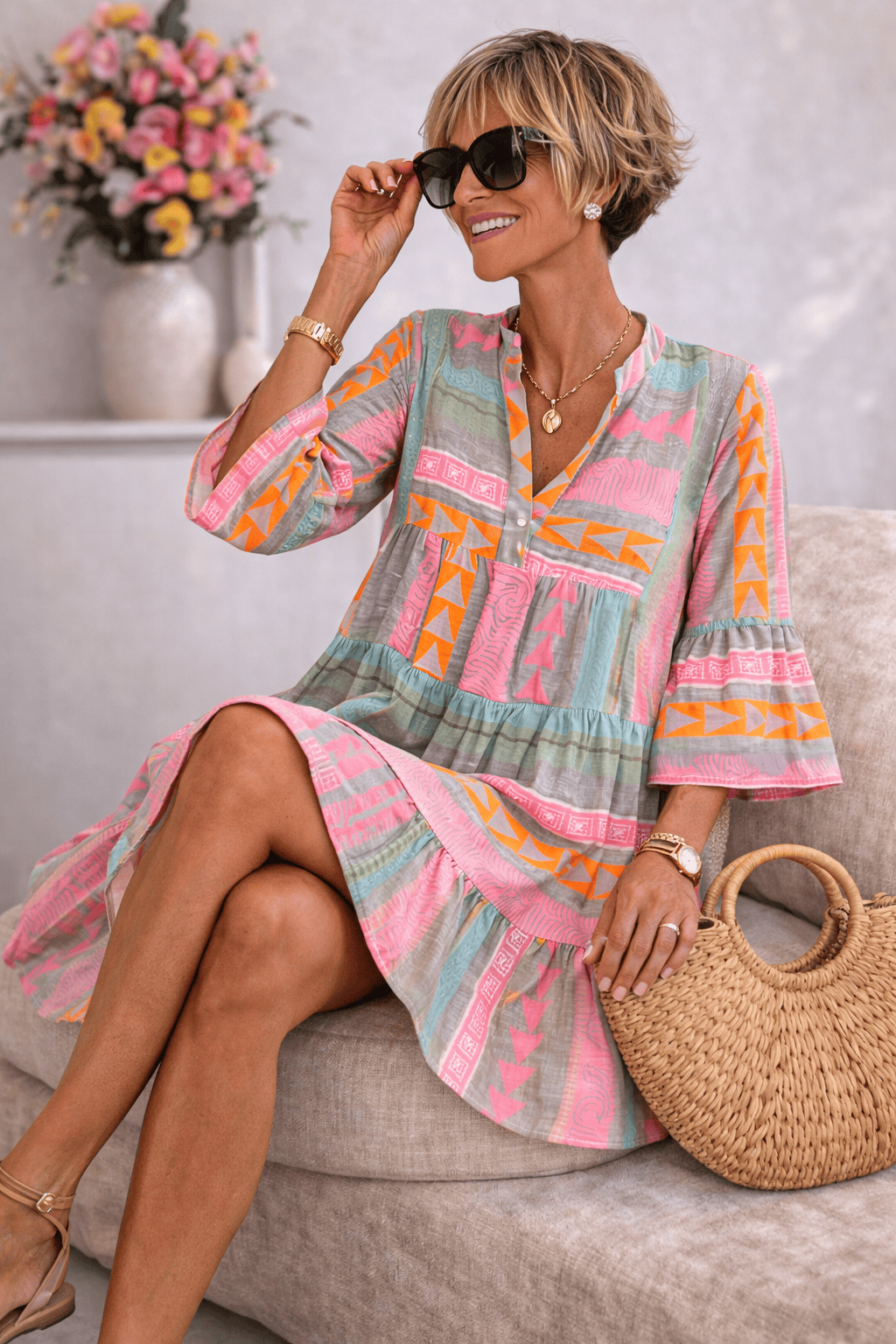 NOVA | Vibrant Midi Dress Breezy Comfort Weekend Style