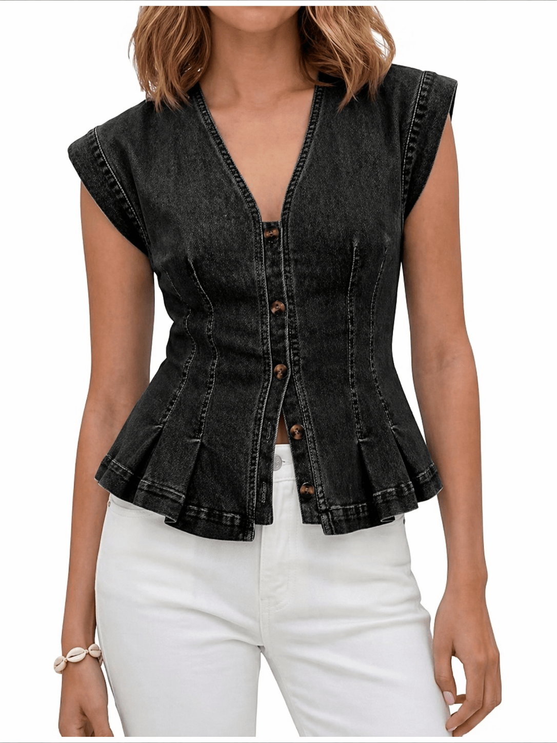 Viera | V-Neck Denim Top