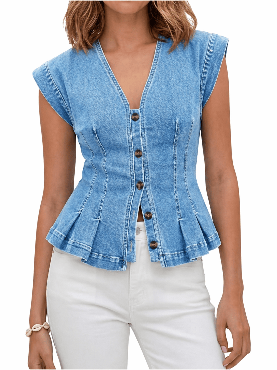Viera | V-Neck Denim Top