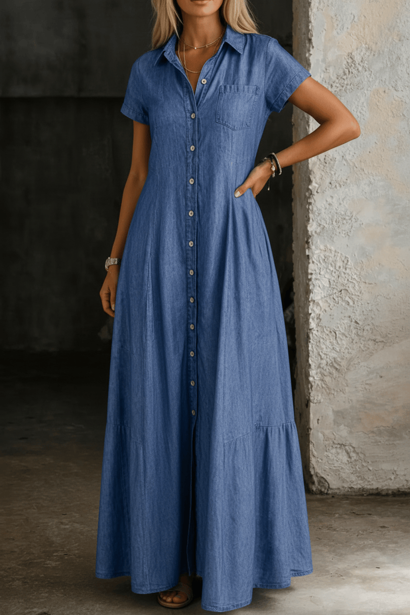 Eliza | Long Denim Dress