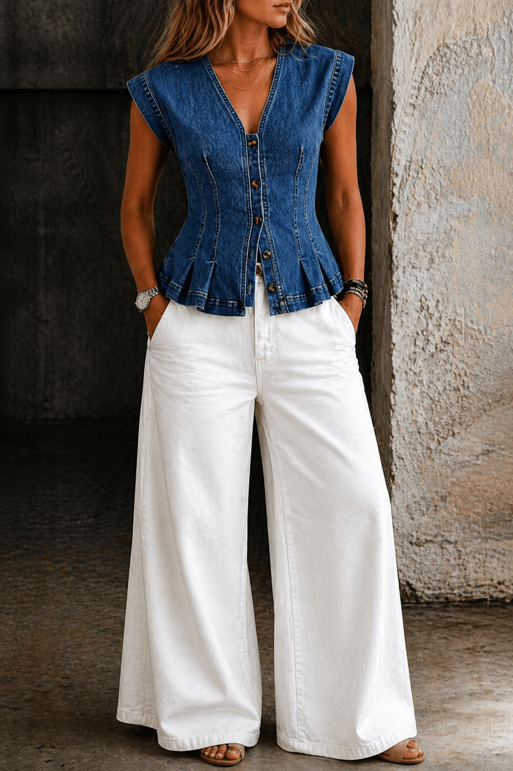 Viera | V-Neck Denim Top
