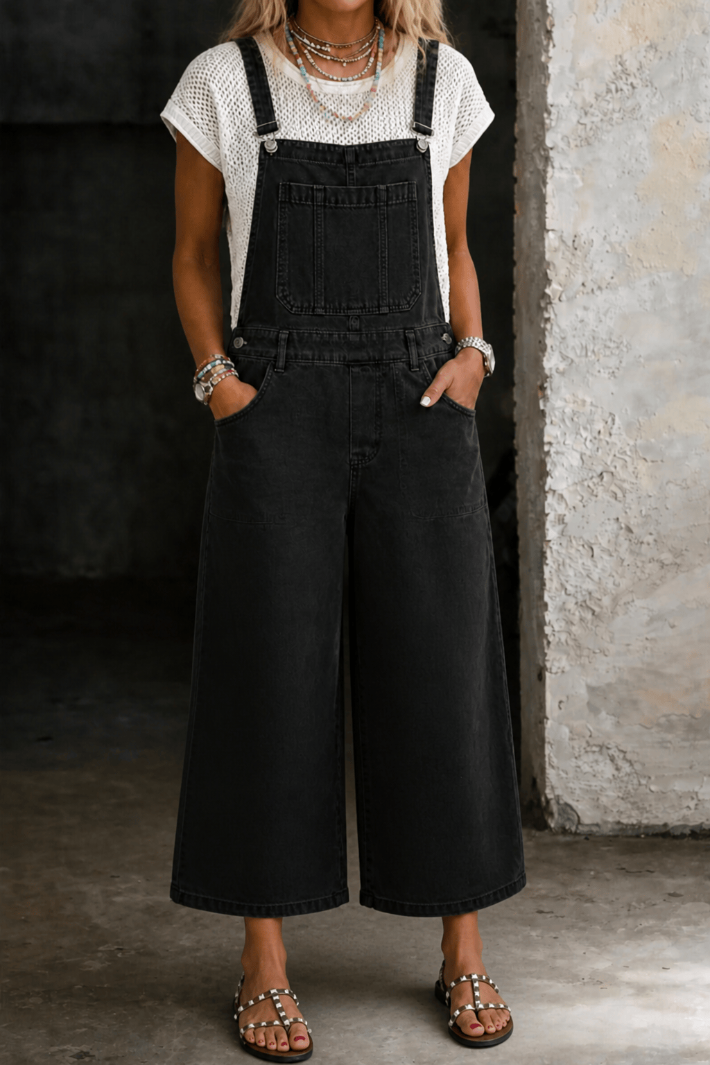 Elizabeth | Wide Leg Suspender Jumpsuit