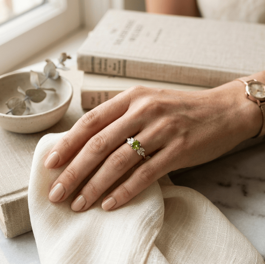 Vintage Olive Zirconia Ring