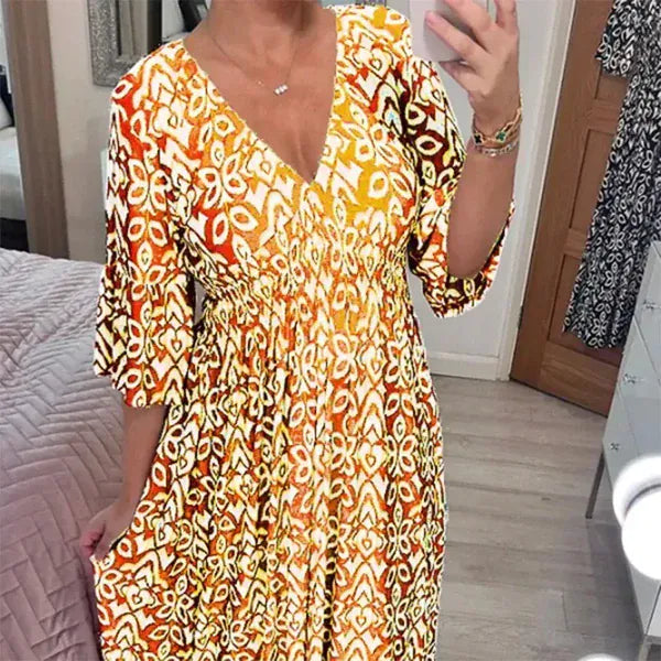Grace - V-Neck Floral Dress