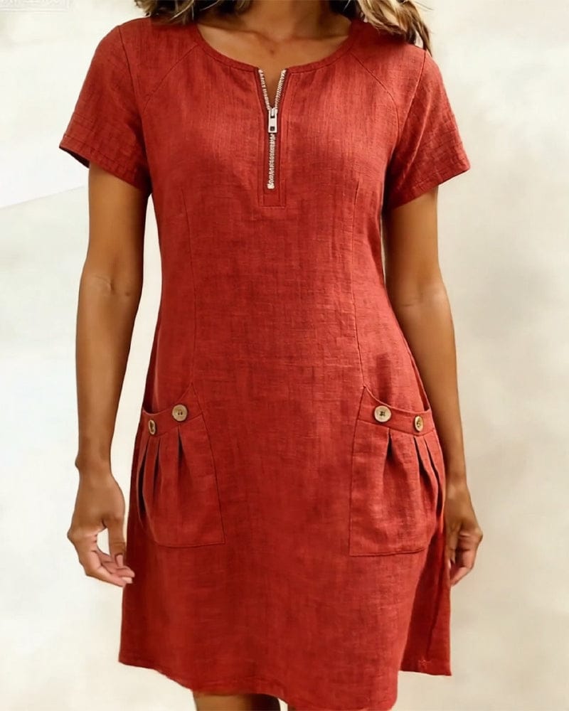 Julia - Cotton Dress with Zip Closure