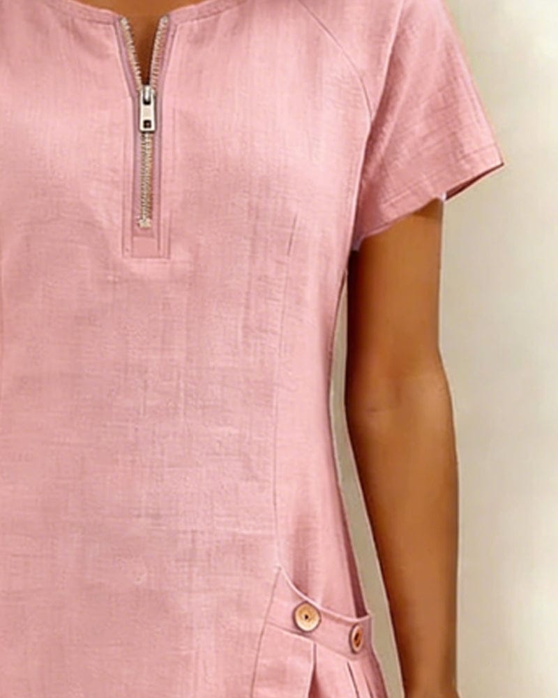 Julia - Cotton Dress with Zip Closure