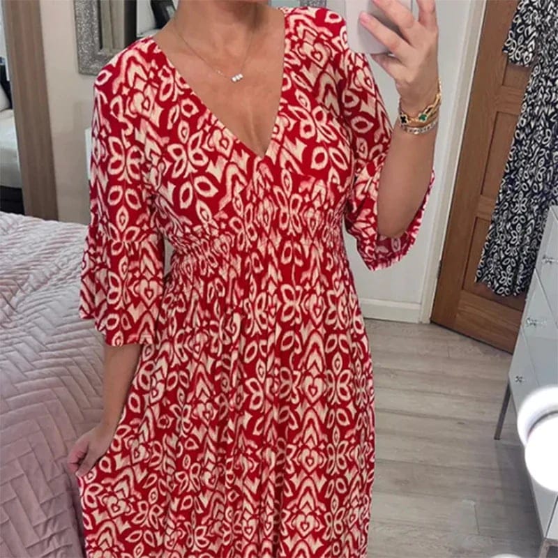 Grace - V-Neck Floral Dress