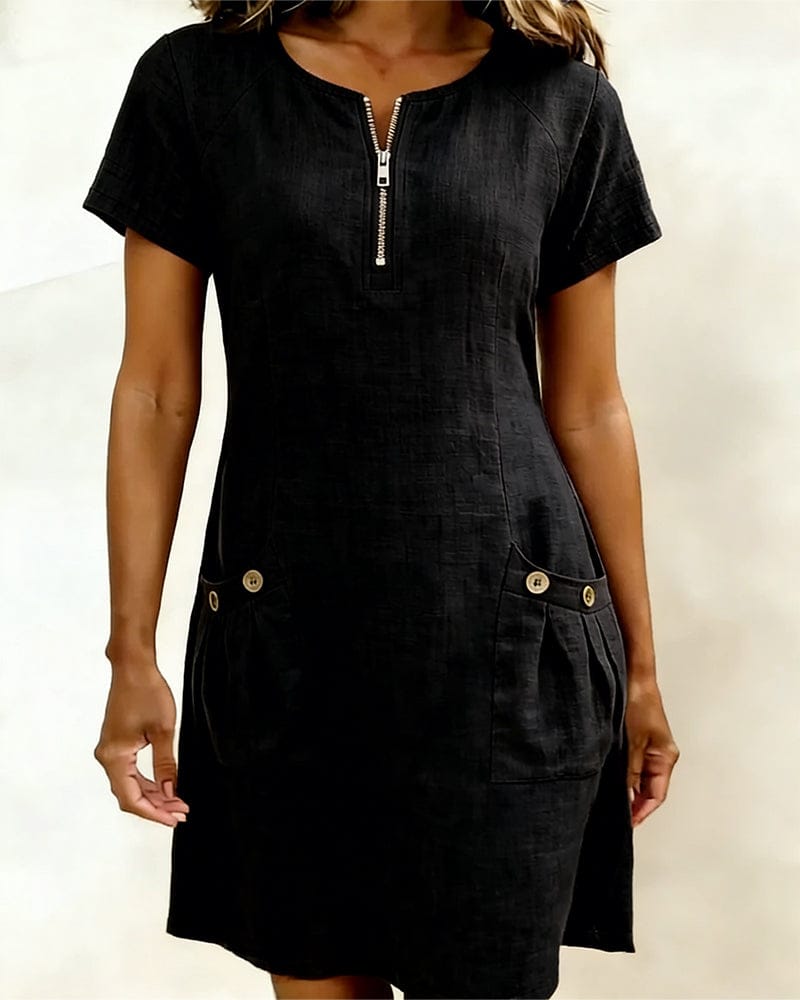 Julia - Cotton Dress with Zip Closure