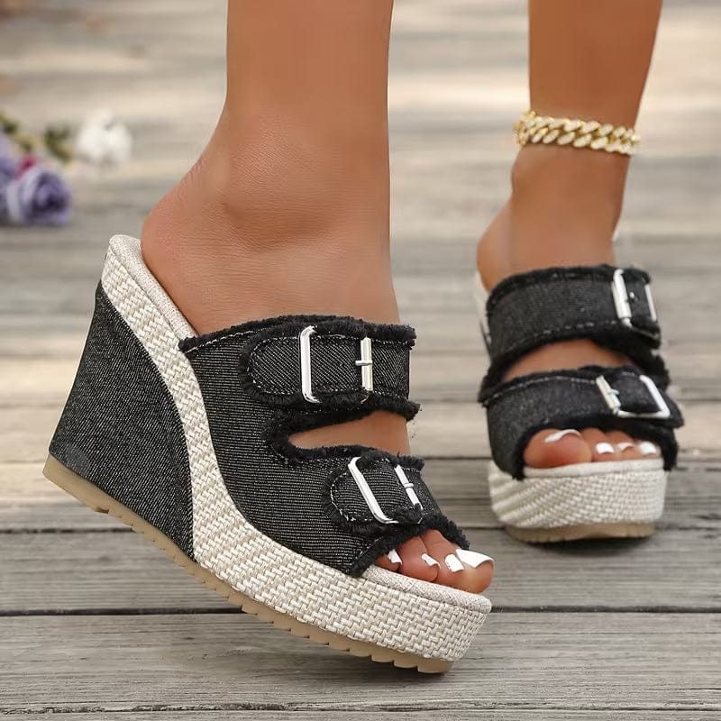 Atelier | Fray Edge Wedge Sandals
