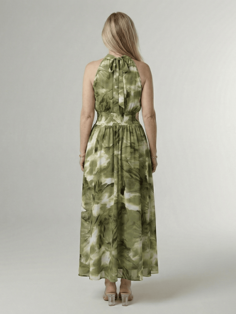 Sylin | Gathered Halter Midi Dress