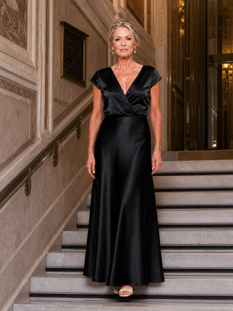 Samouse | Cap Sleeve Wrap Bodice Maxi Dress