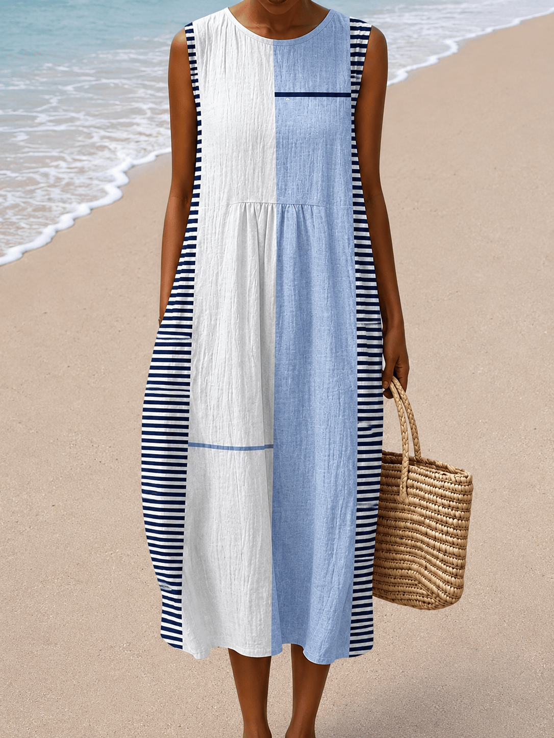 Claire - Women’s Sleeveless Relaxed Fit Midi Dress
