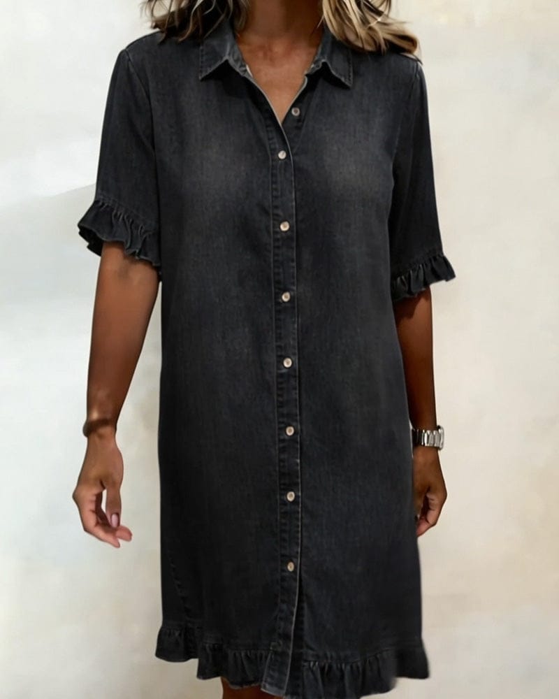 Belinda| Comfortable denim dress with flattering ruching