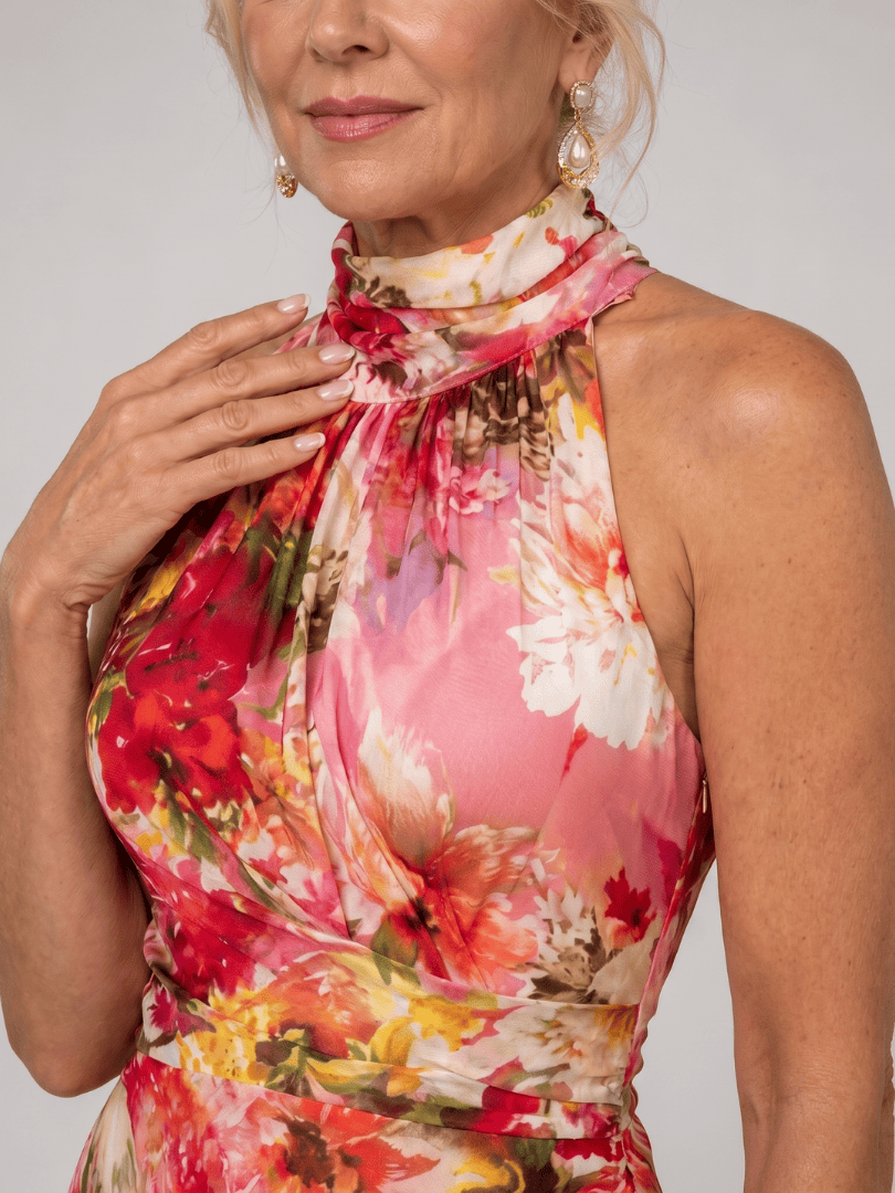 Elisabetta | Halter Neck Floral Print Maxi Dress