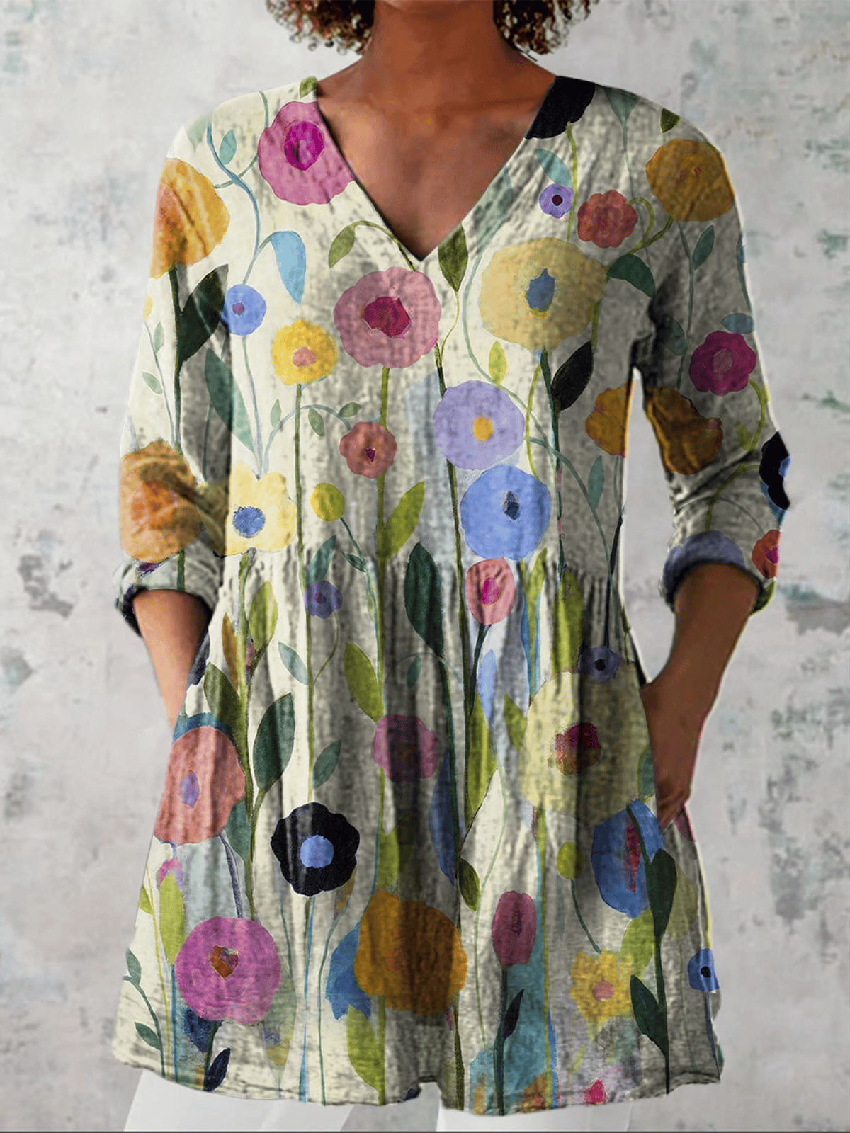 Louise | Long Blouse with V-Neck