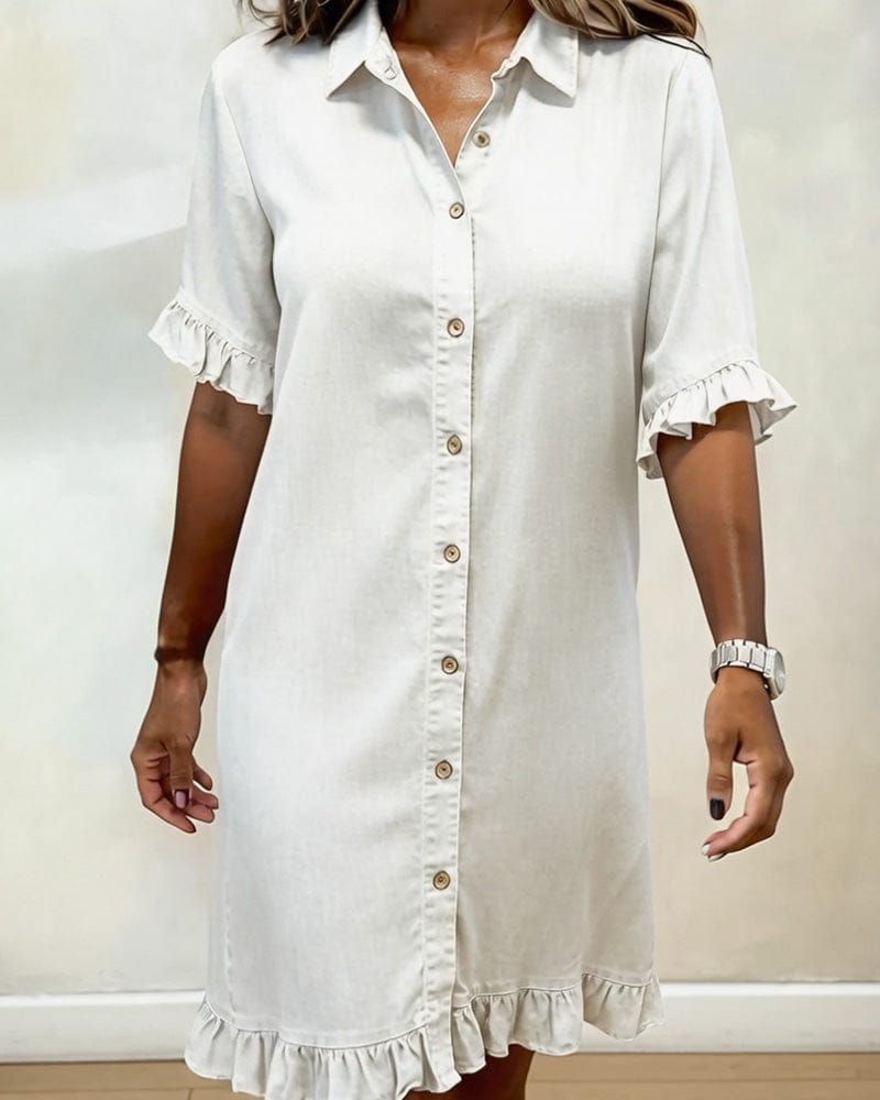 Belinda| Comfortable denim dress with flattering ruching