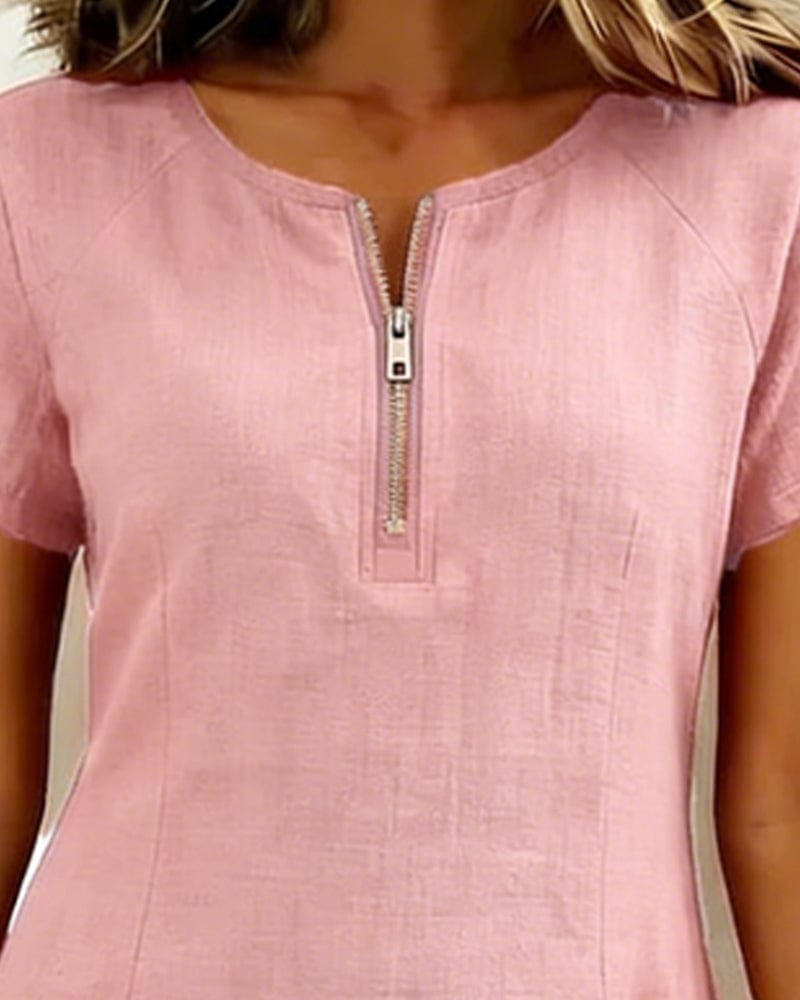 Julia - Cotton Dress with Zip Closure