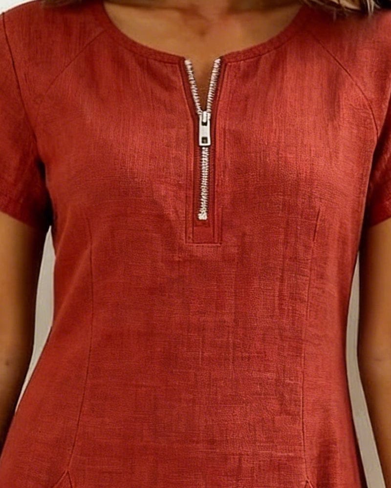 Julia - Cotton Dress with Zip Closure