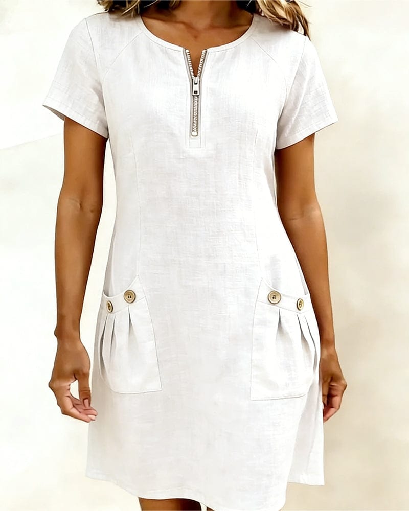 Julia - Cotton Dress with Zip Closure