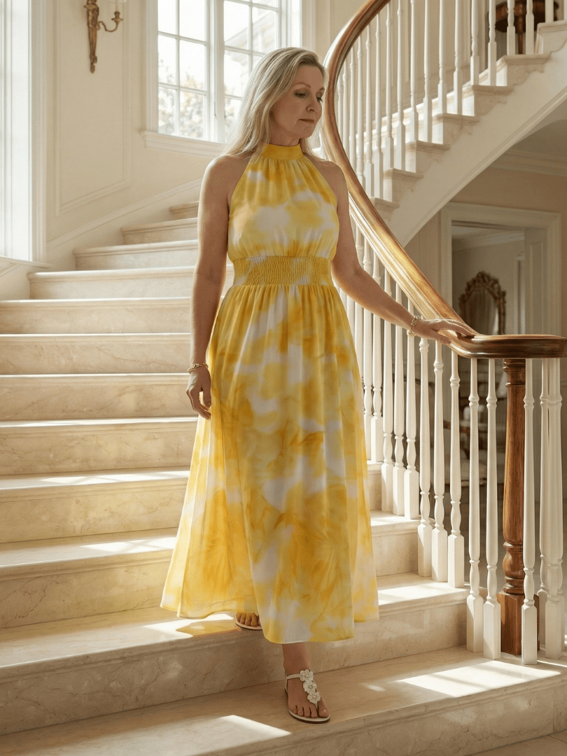 Sylin | Gathered Halter Midi Dress
