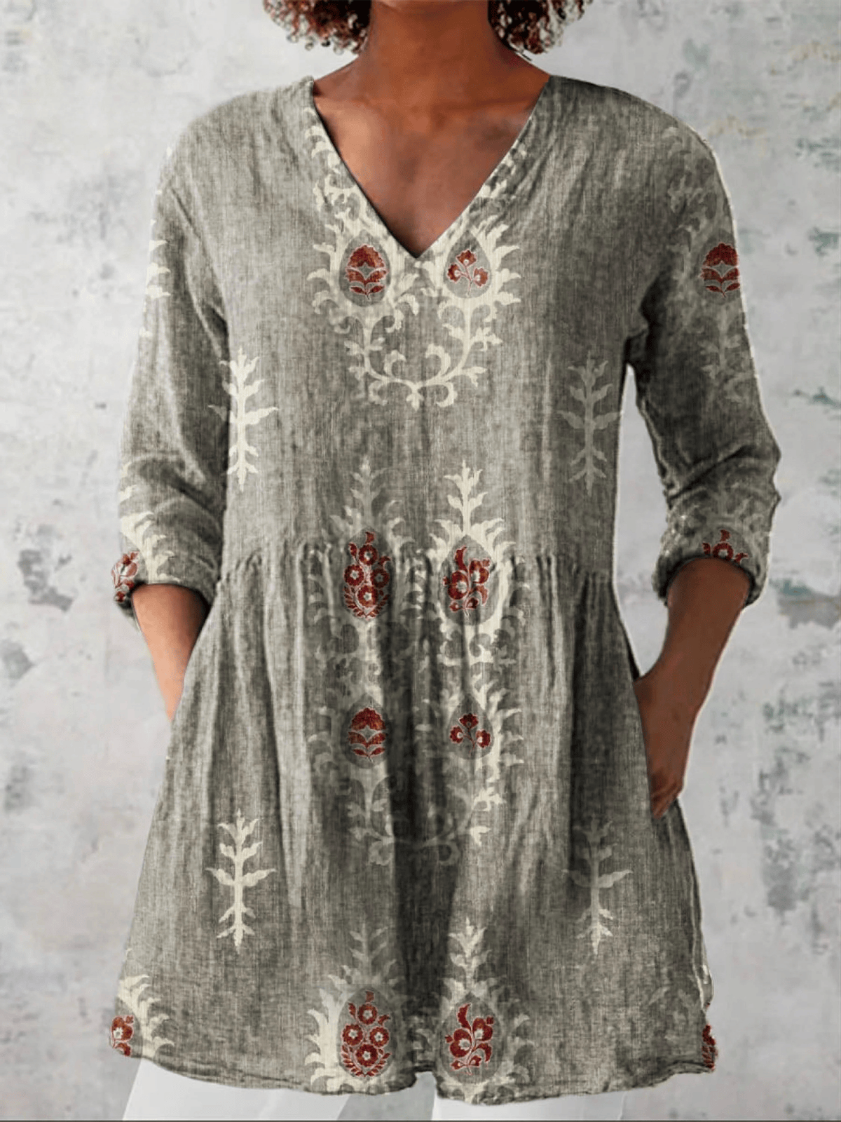 Elise | Long Blouse with V-Neck