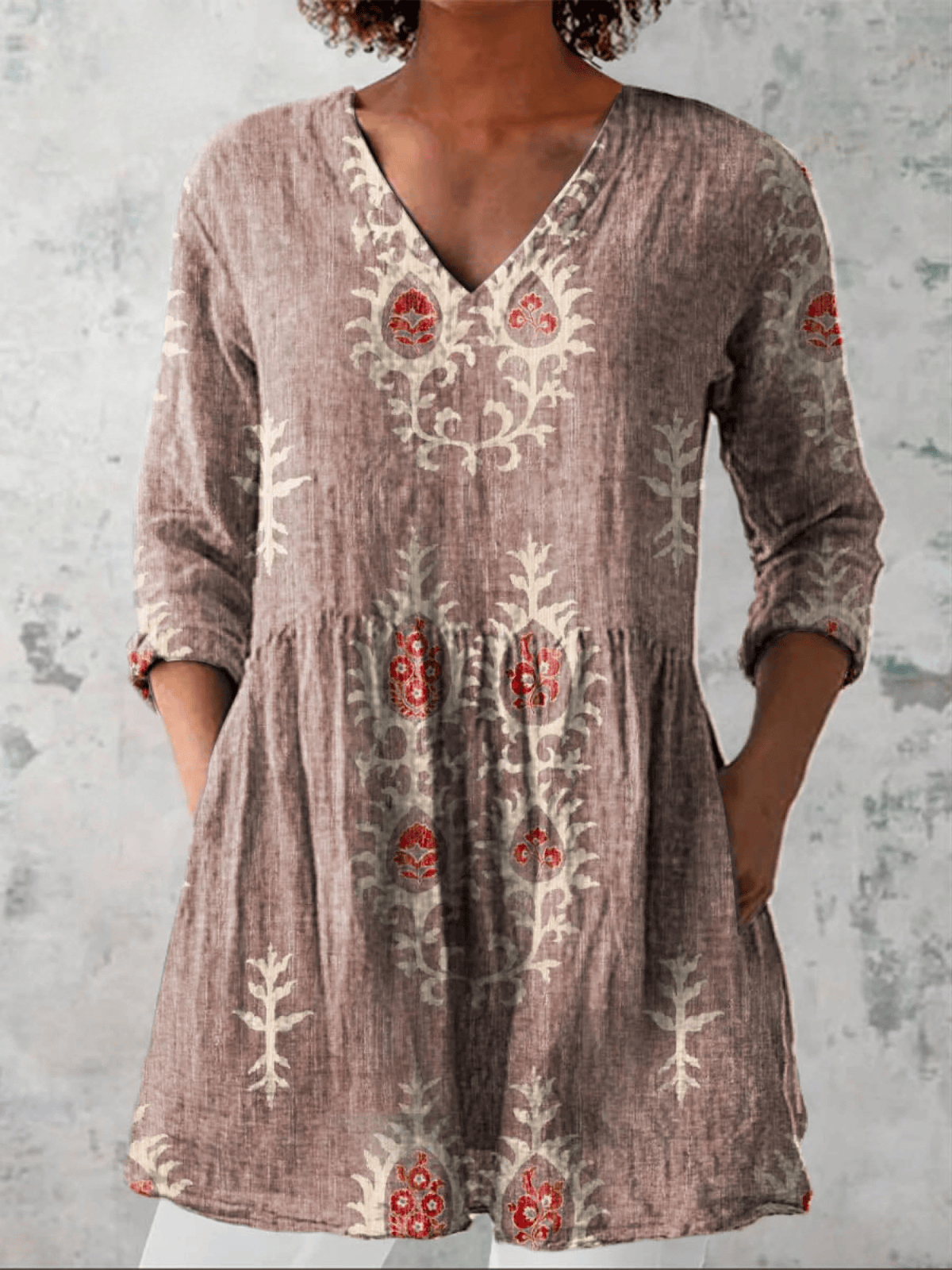 Elise | Long Blouse with V-Neck