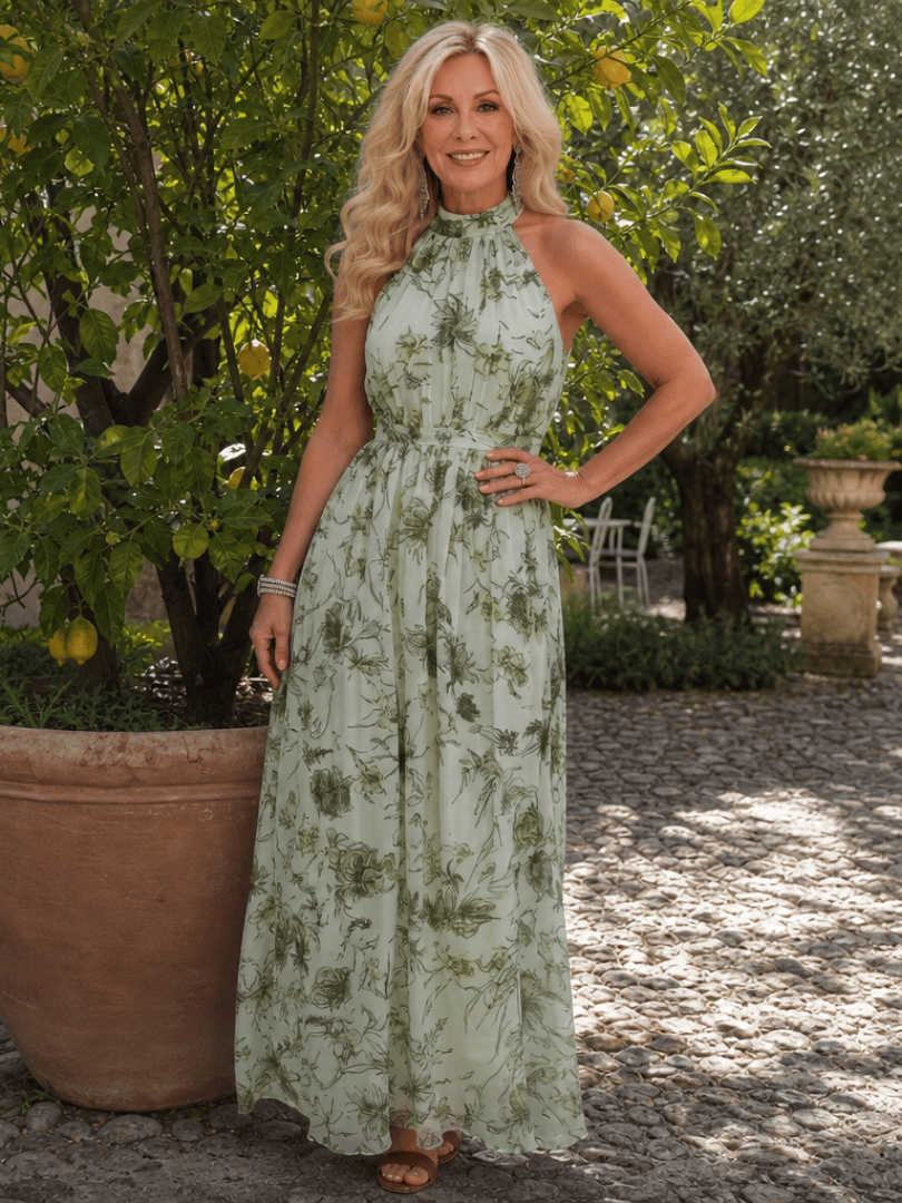 Guinevere | Floral Print Flowing Skirt Midi Dress