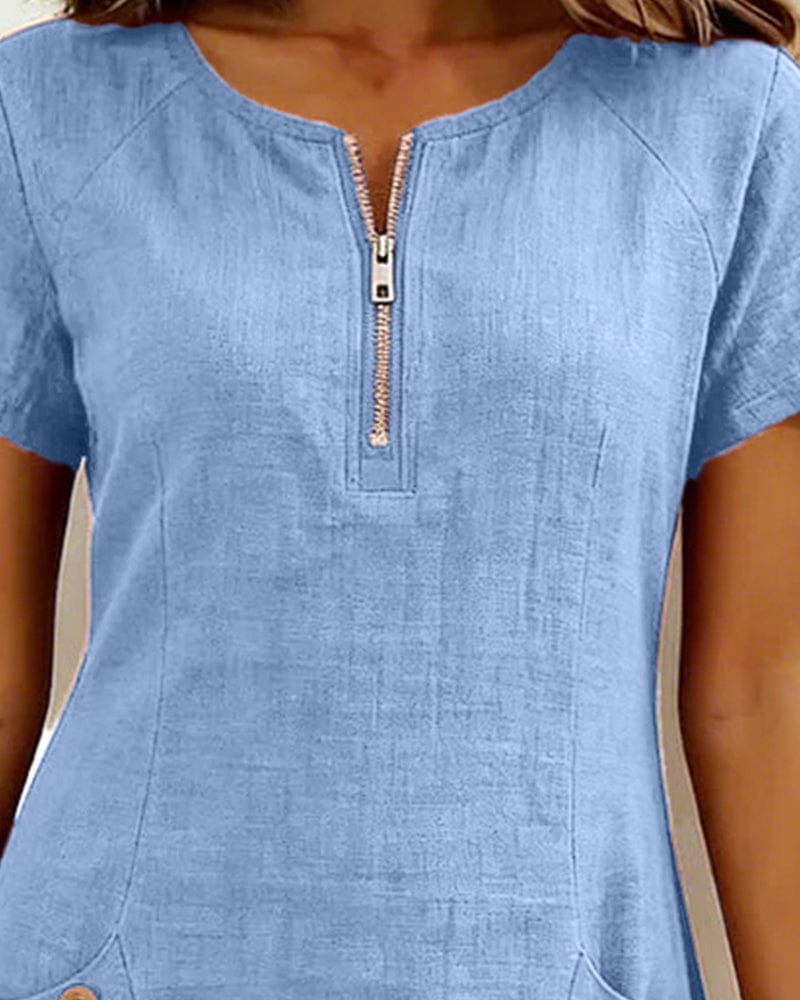 Julia - Cotton Dress with Zip Closure