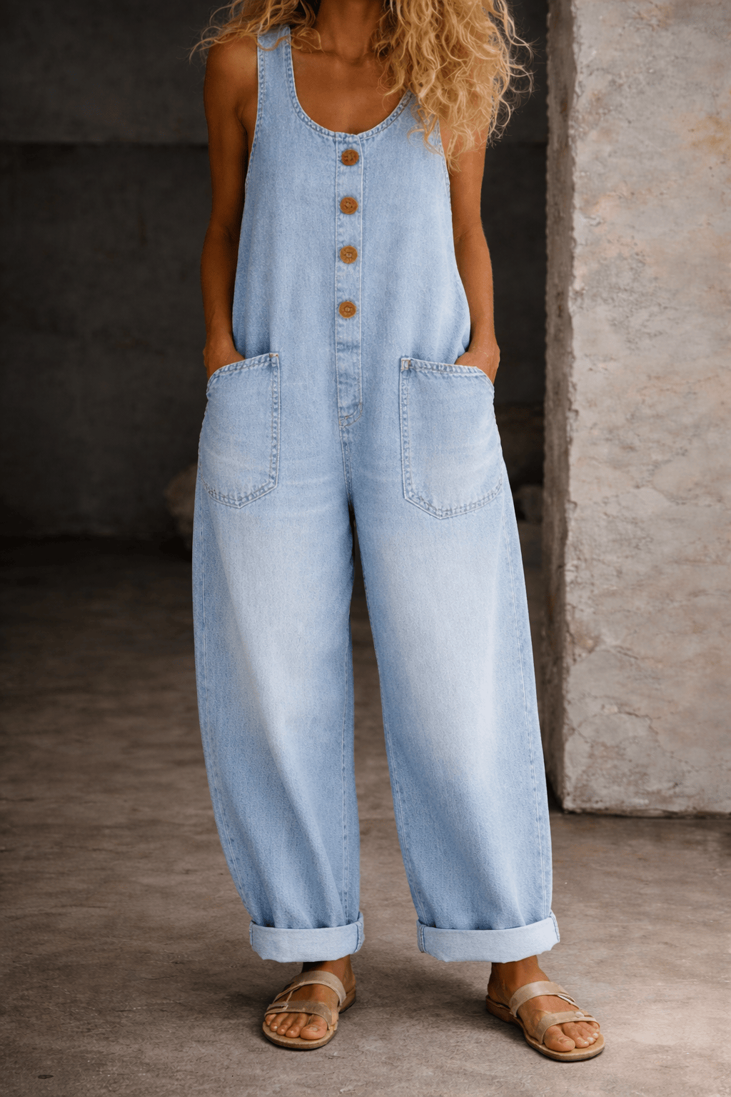 Sadie | Vintage Washed Cotton Denim Overalls