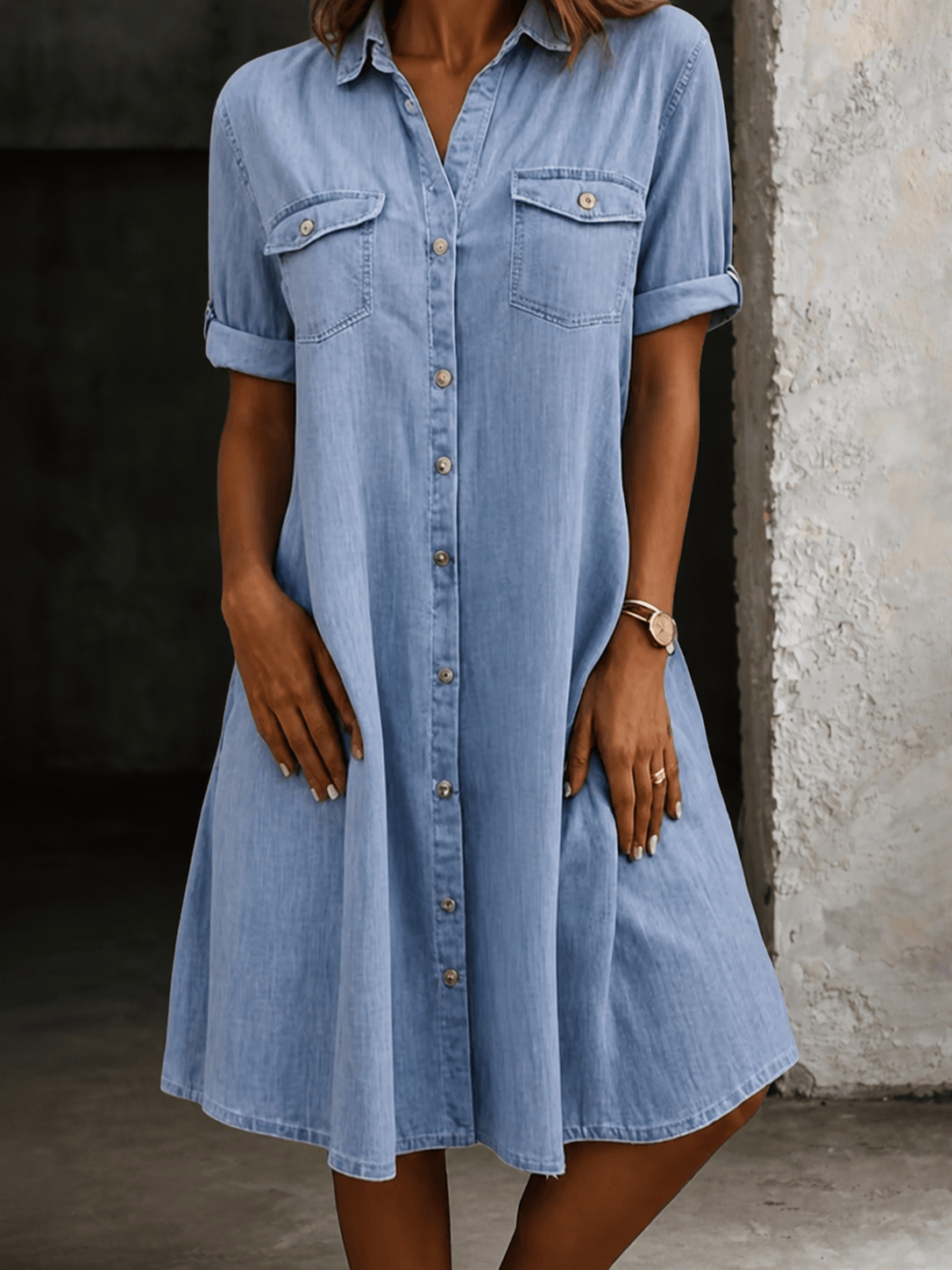 Patricia | Casual Denim Style Midi Dress