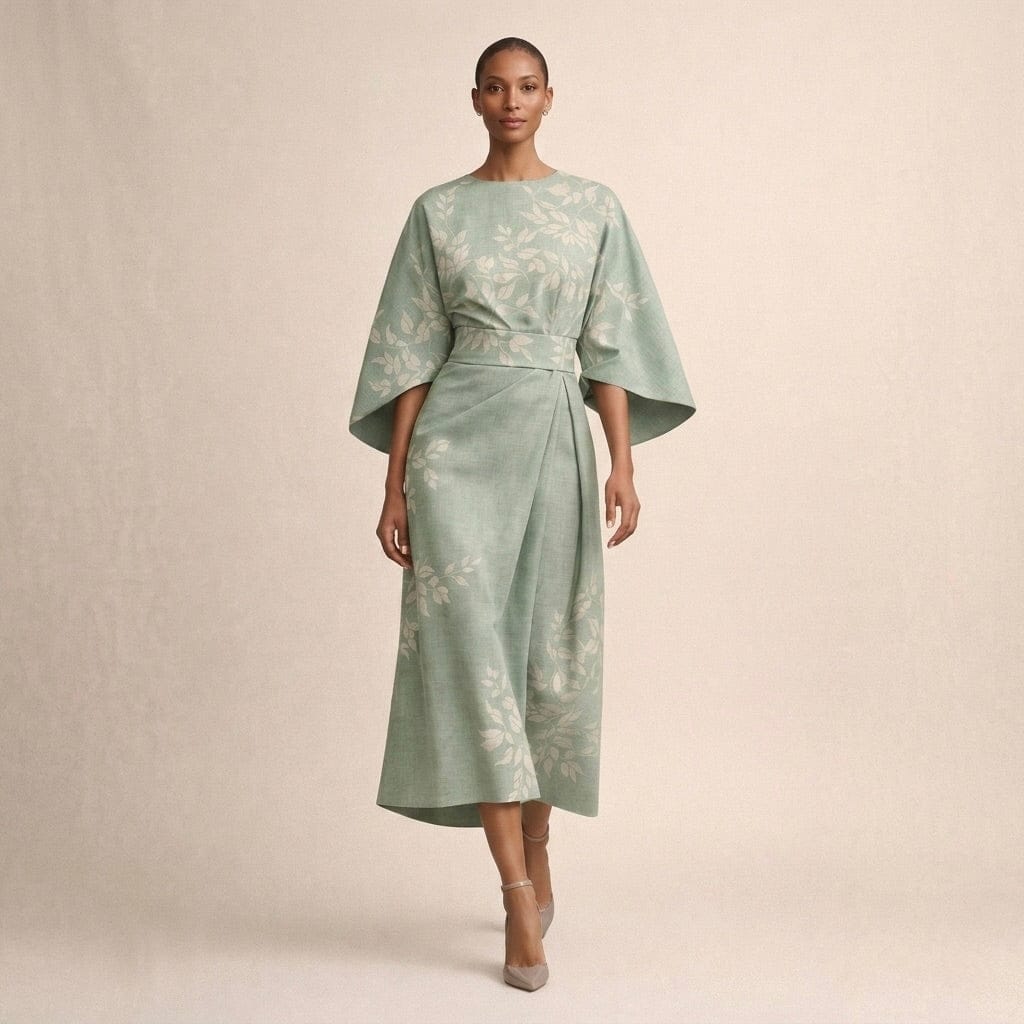 CLEMENTINE | Floral Midi with Sculpted Waist and Airy Elegance