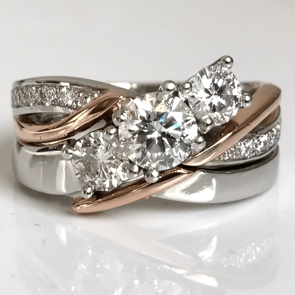 Vintage Gold Silver Zirconia Ring
