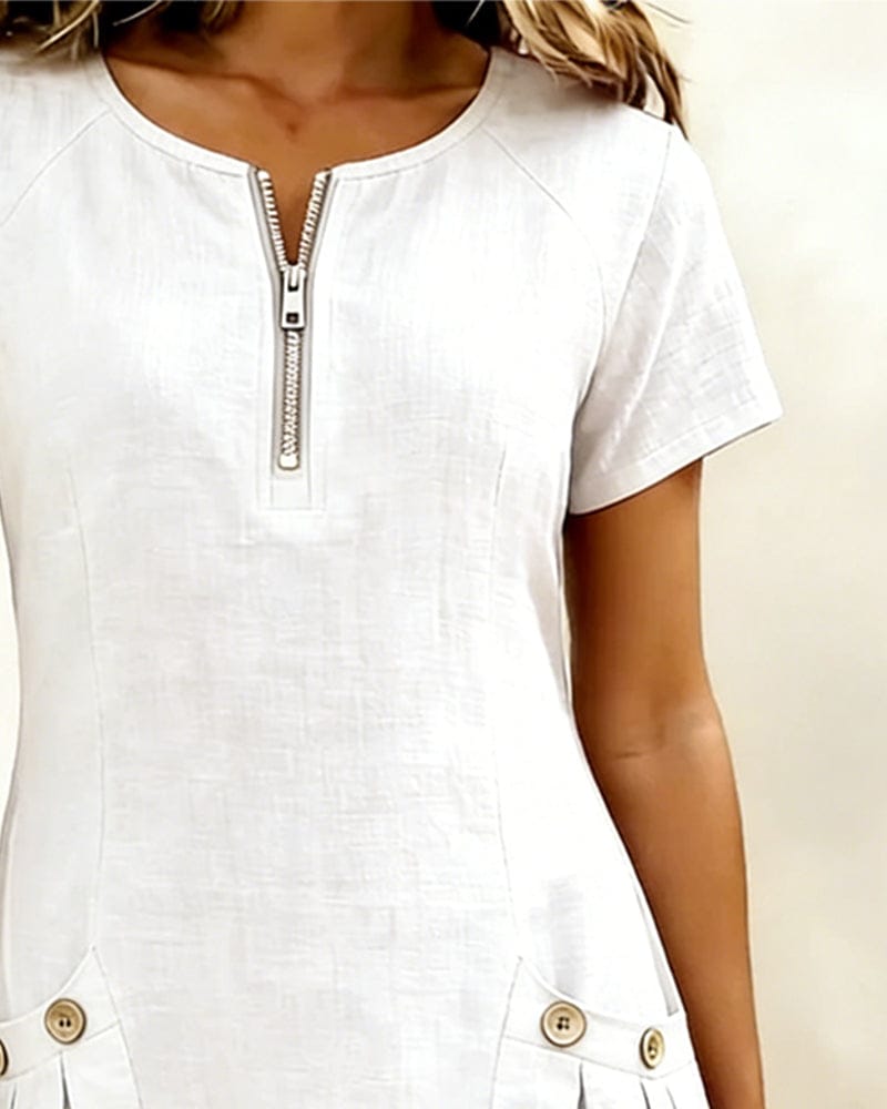Julia - Cotton Dress with Zip Closure