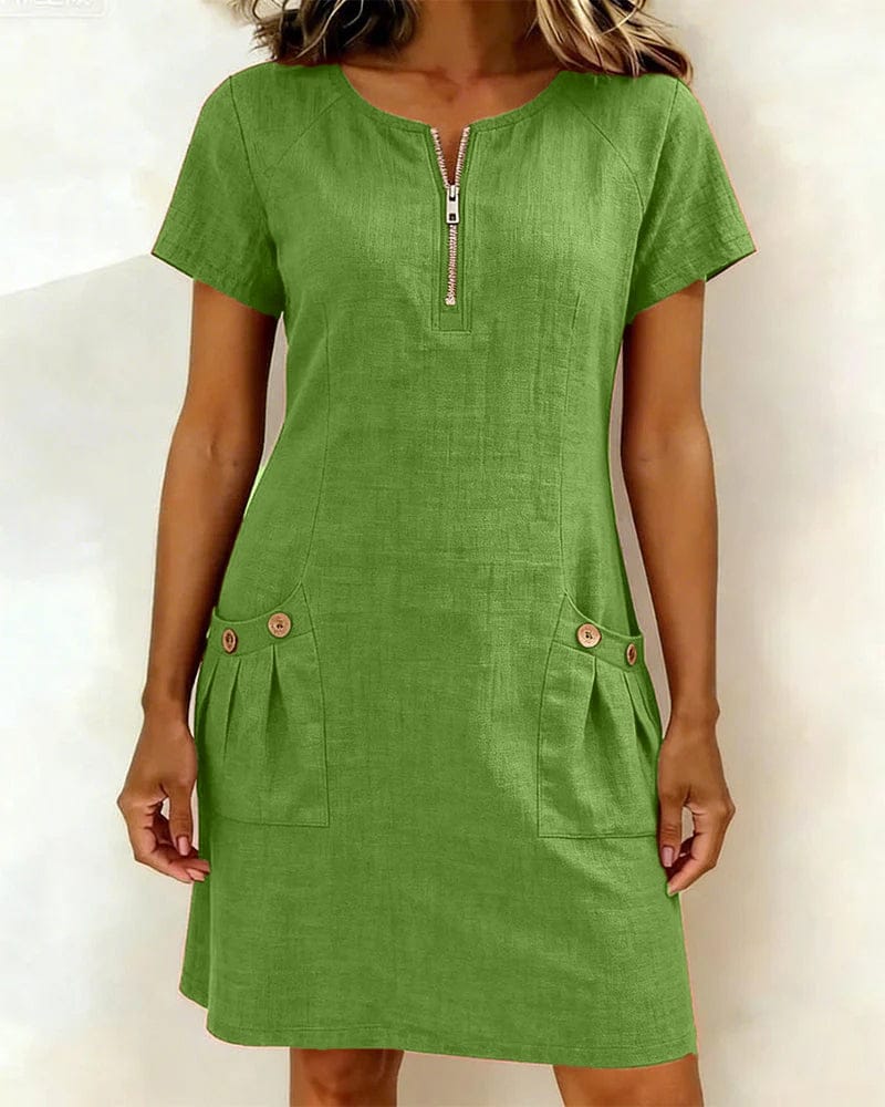 Julia - Cotton Dress with Zip Closure