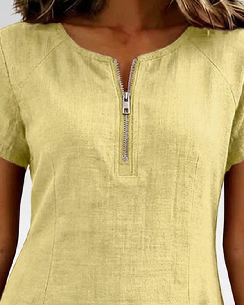 Julia - Cotton Dress with Zip Closure