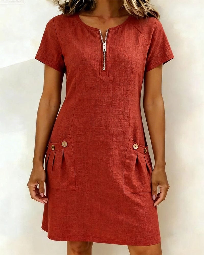 Julia - Cotton Dress with Zip Closure