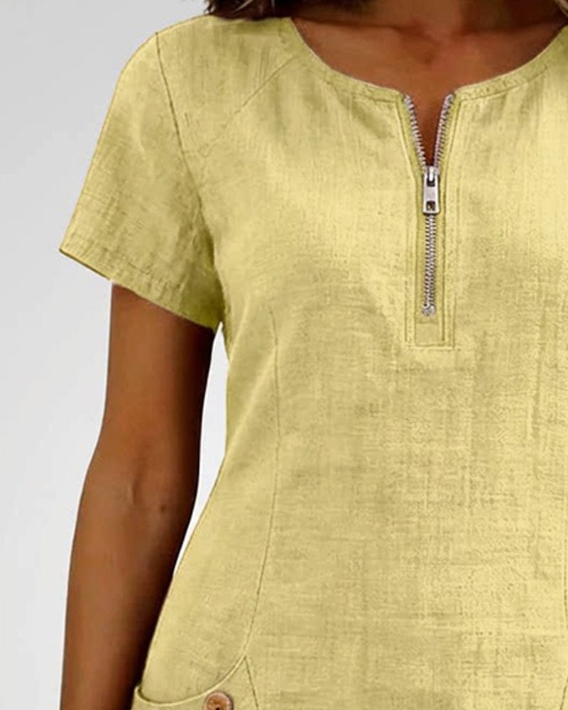 Julia - Cotton Dress with Zip Closure